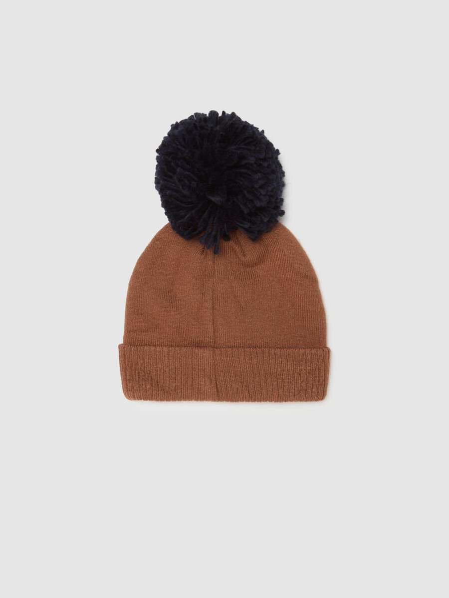 Multicoloured children's hat with pom pom_1