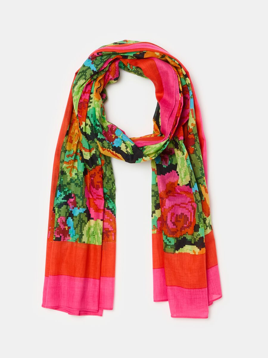 Cotton foulard with floral print_0