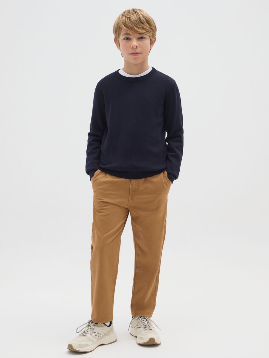 Pantaloni da ragazzo in puro cotone marrone_0