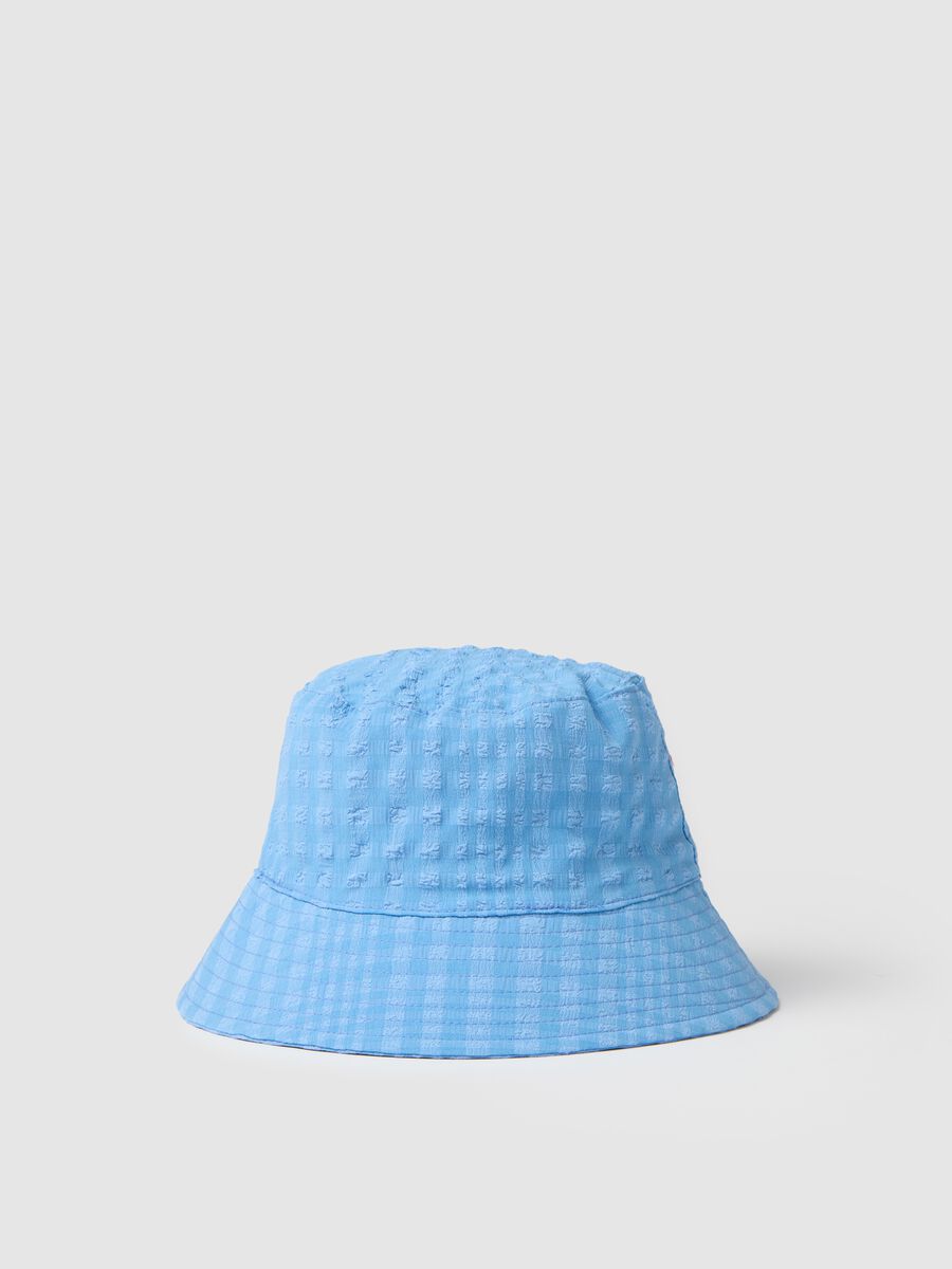 Women's blue fabric bucket hat_0