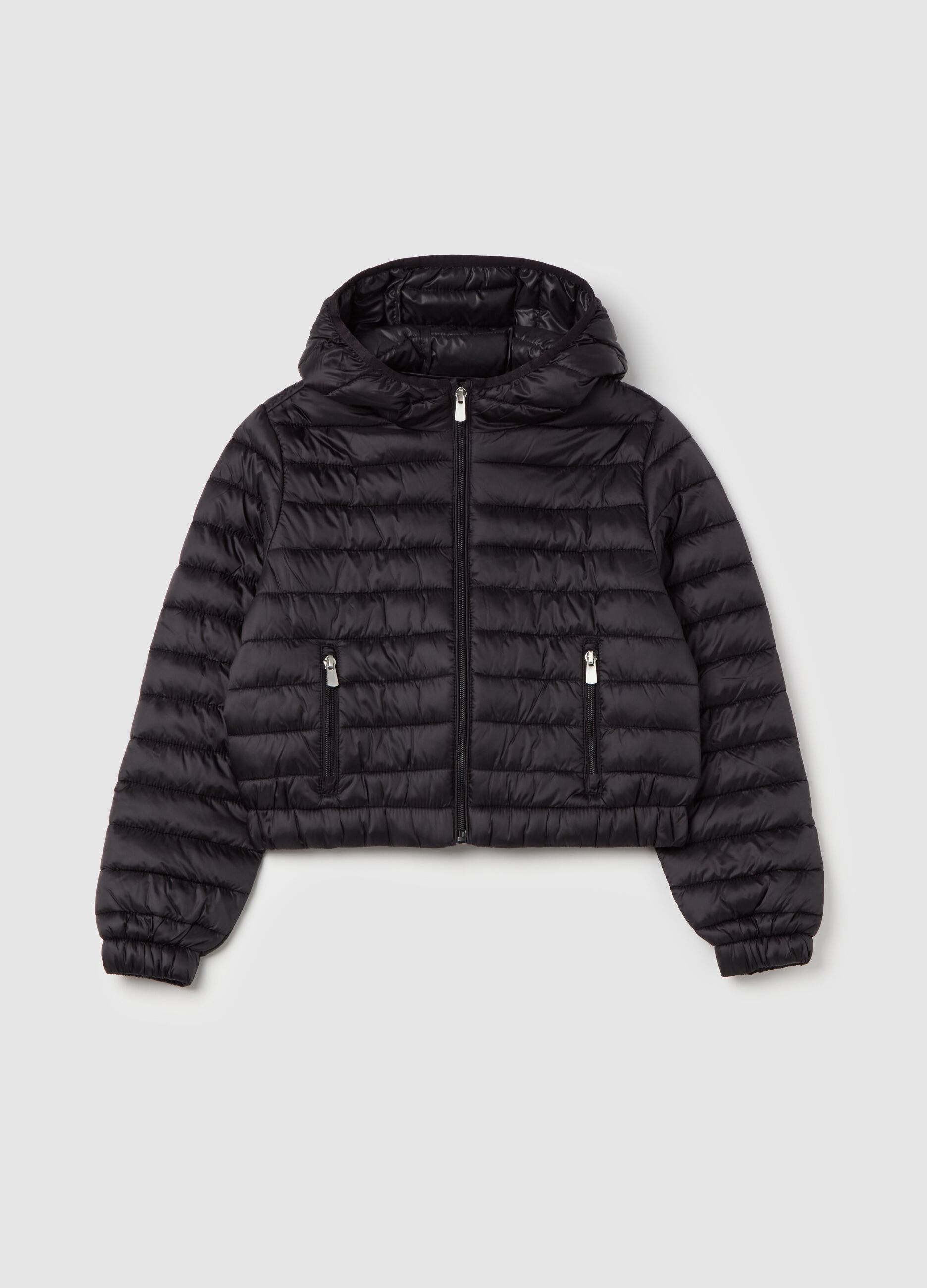 Ultralight crop down jacket with hood