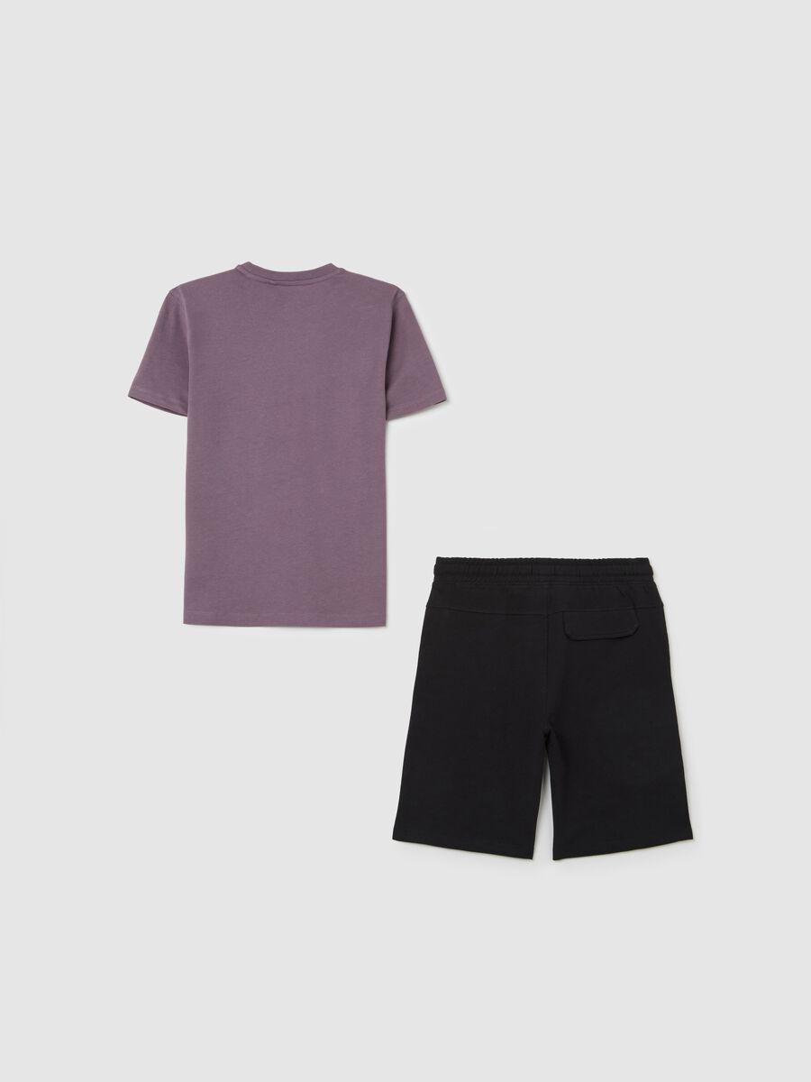 Set jogging da ragazzo in cotone viola e nero vestibilità rilassata_4