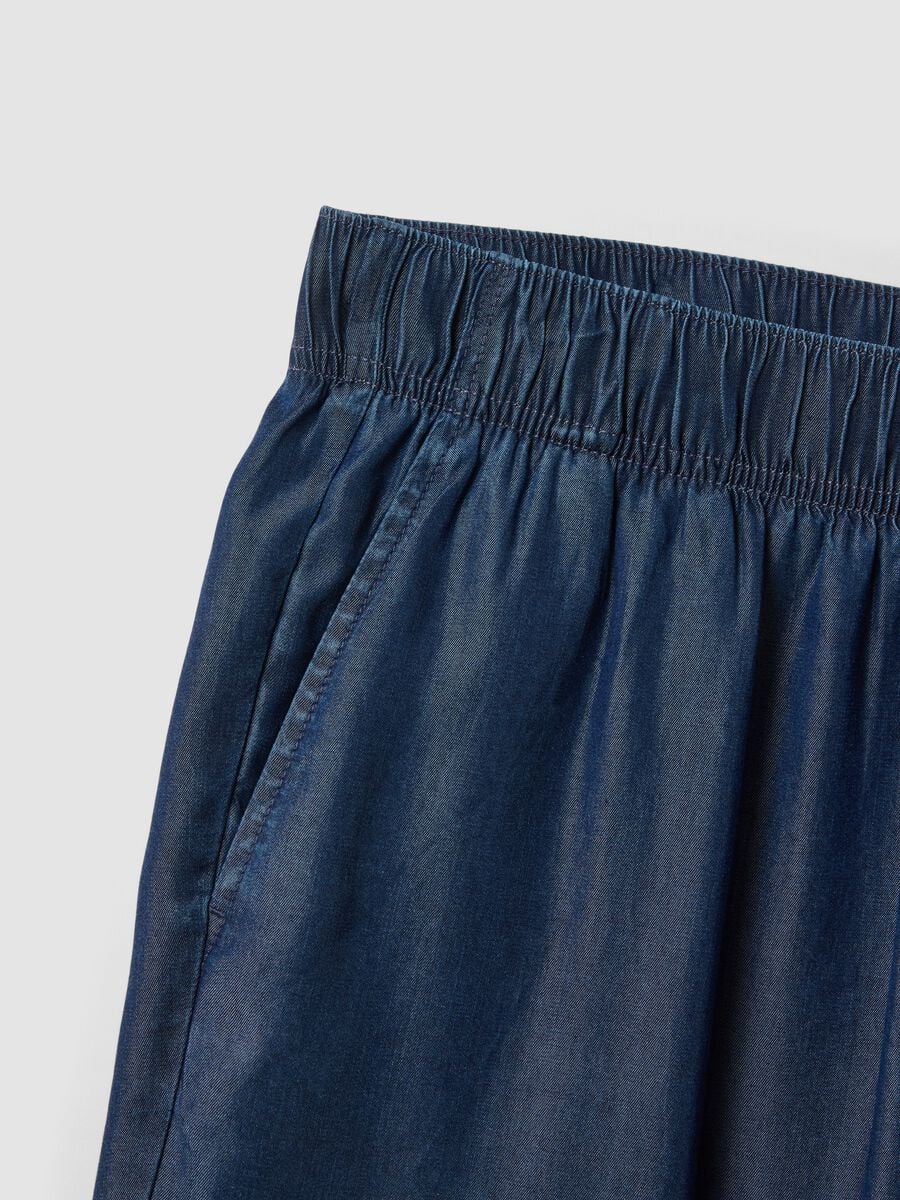 Pantaloni blu in puro lyocell con vita elasticizzata regular fit_2