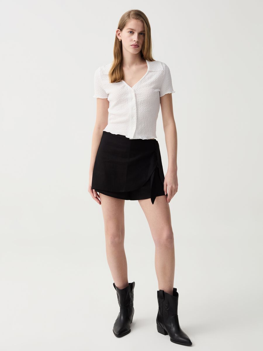 Linen and viscose skort_0