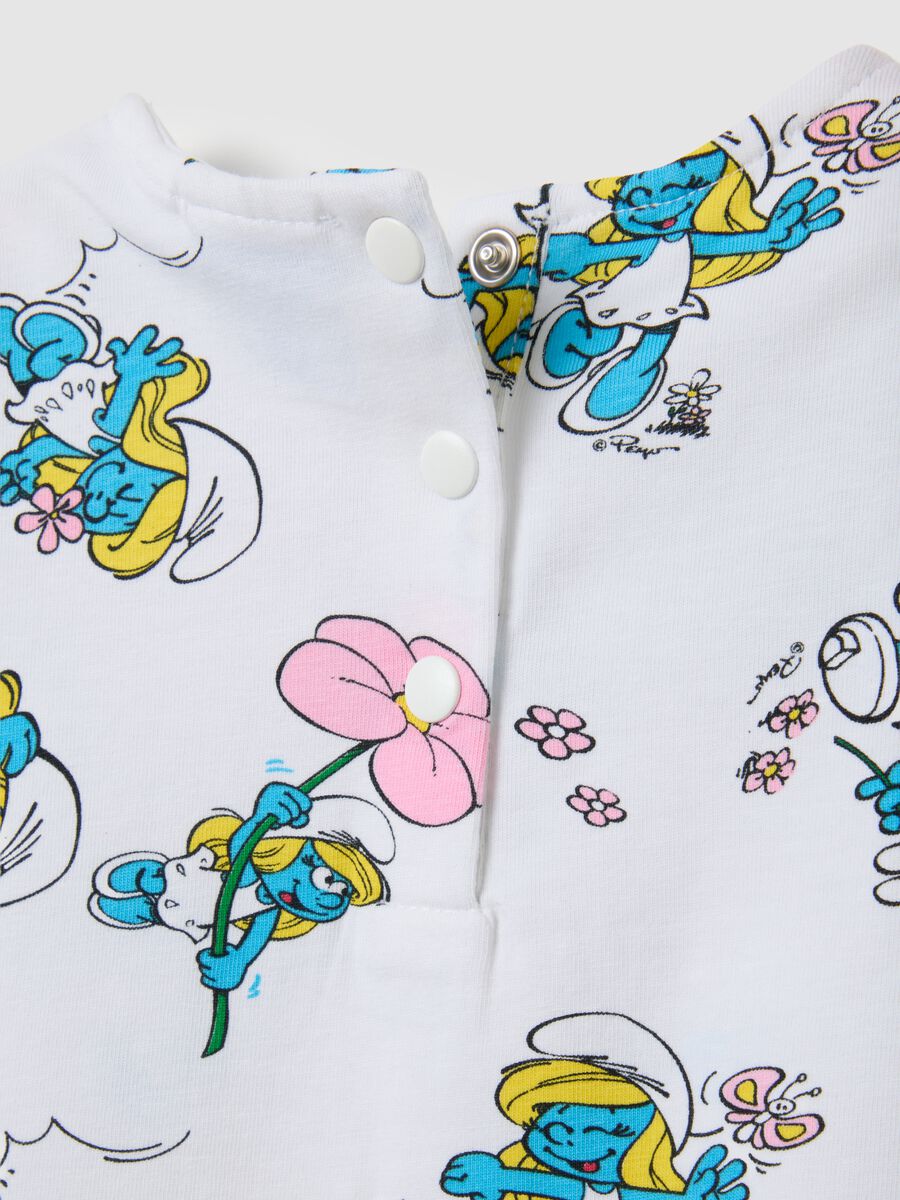 Girls' multicolour cotton regular fit T-shirt with Smurfs print_3