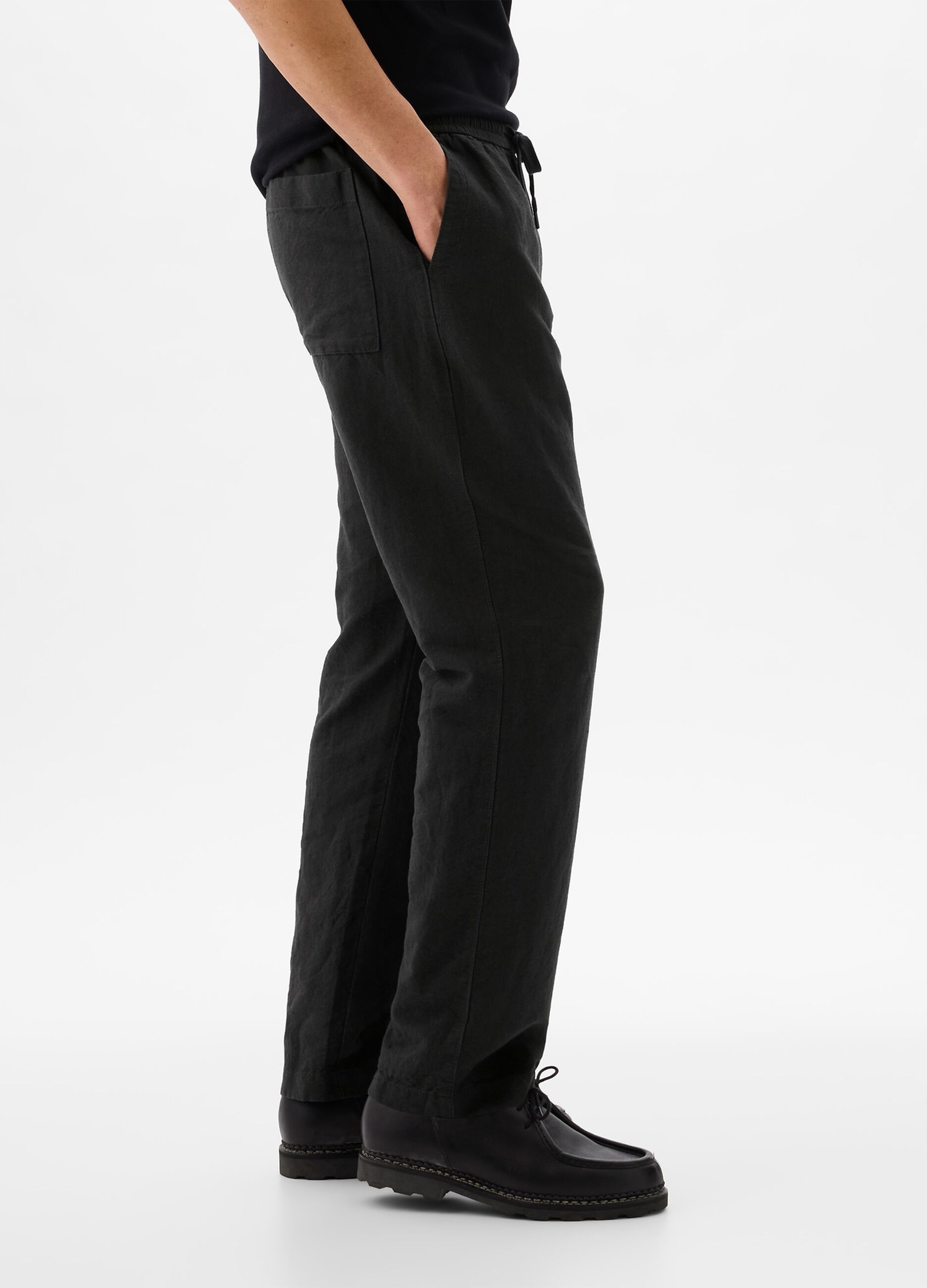 Pull-on trousers in linen and cotton