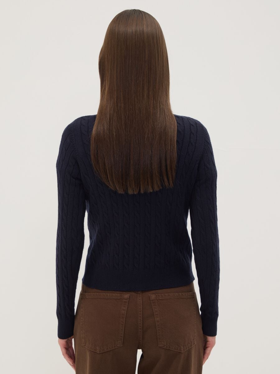 Navy cable-knit crew-neck jumper, regular fit_3