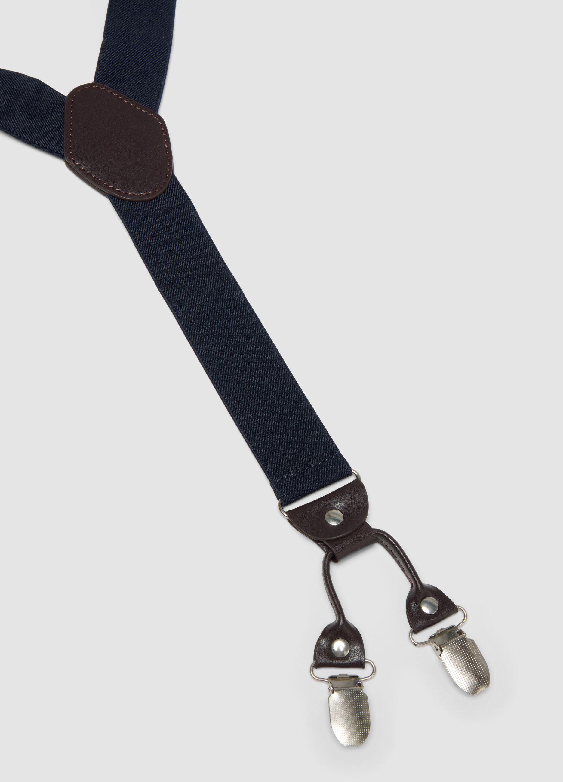 Bretelle blu elasticizzate con clip in metallo