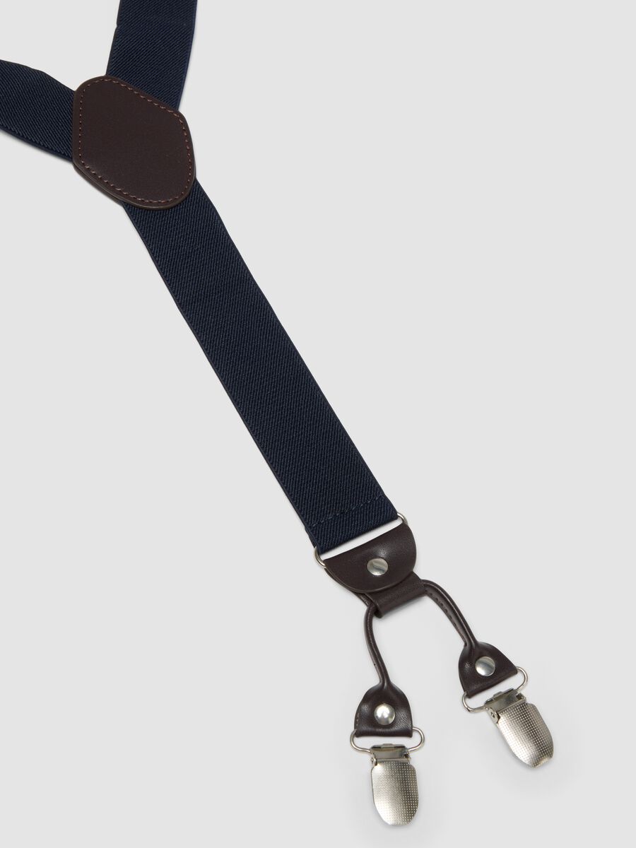 Bretelle blu elasticizzate con clip in metallo_1