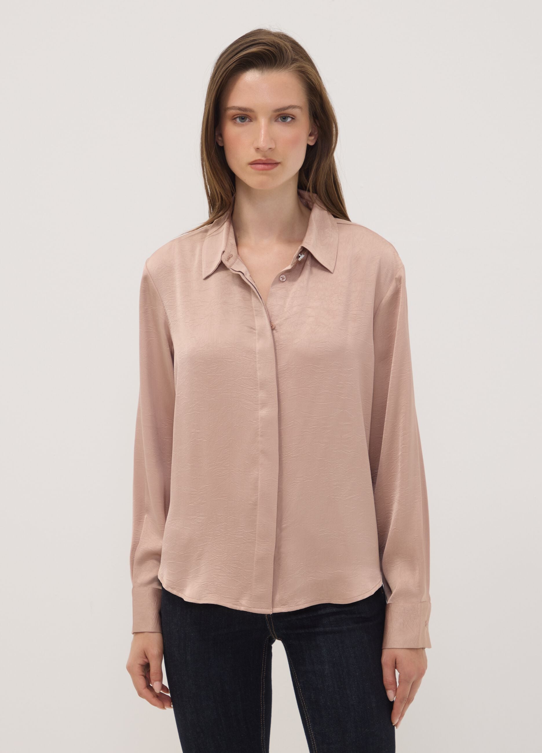 Camicia rosa regular fit con colletto classico