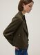 Regular fit green cotton biker jacket_0