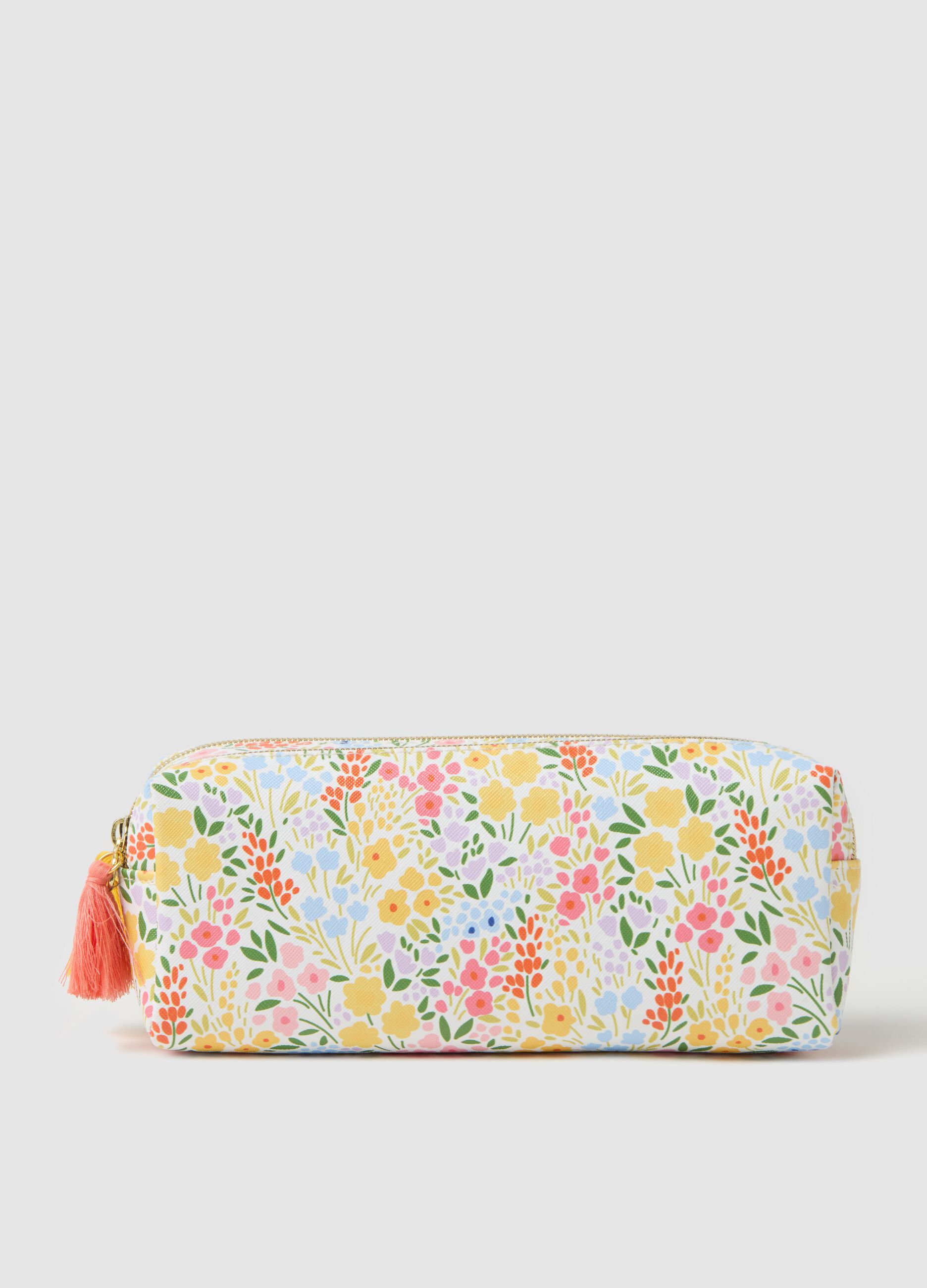 Astuccio floreale con doppia zip