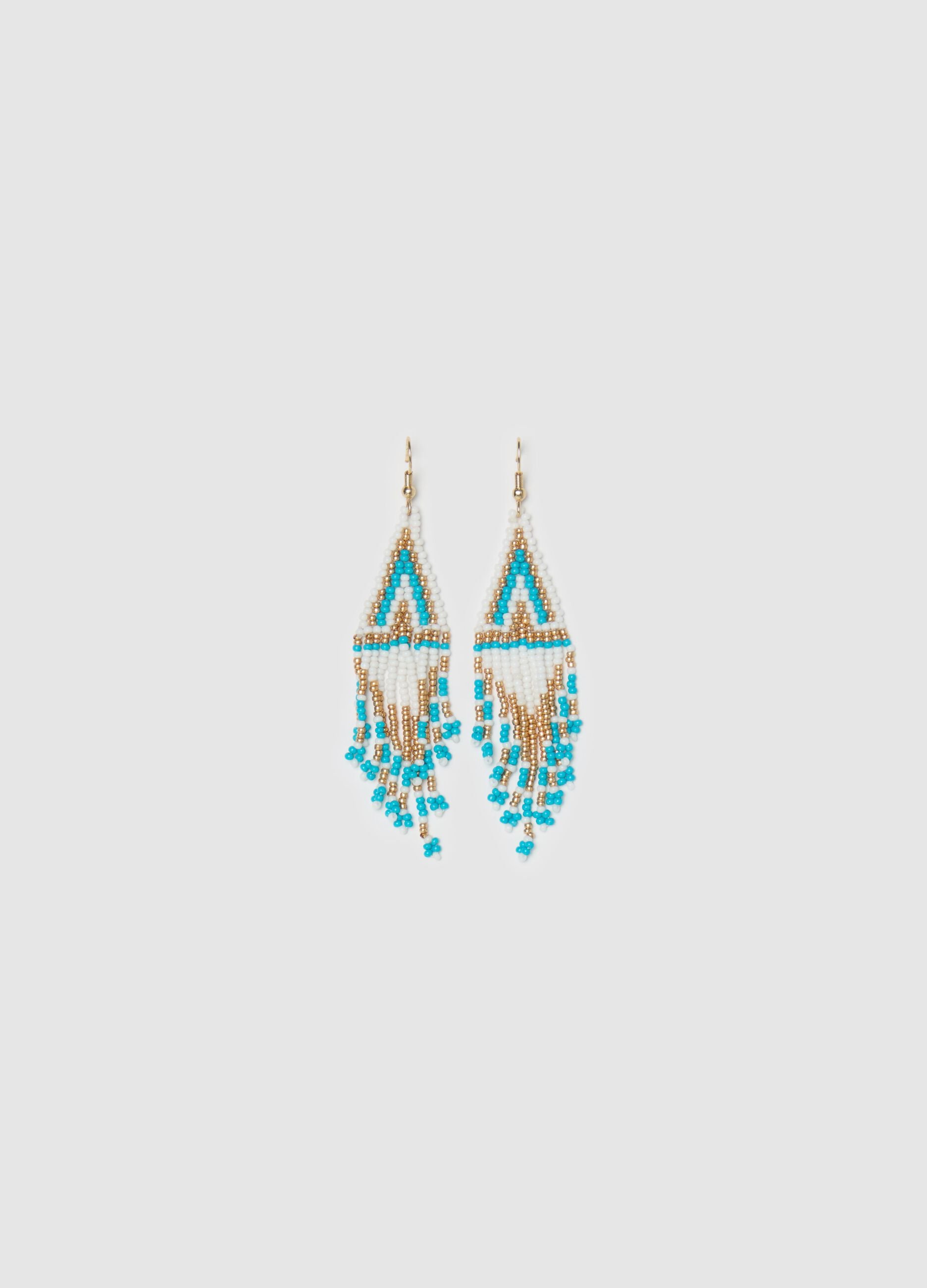 Pendant earrings with ethnic motif