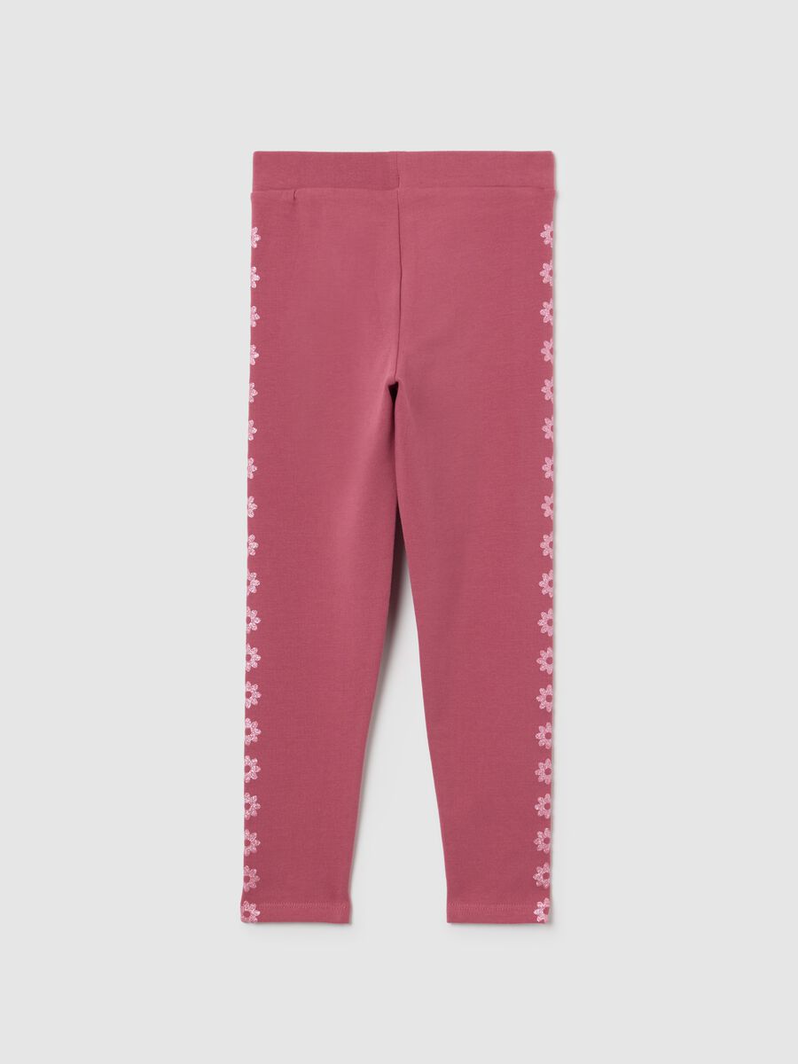 Girls' Pink Cotton Blend Skinny Fit Leggings_1