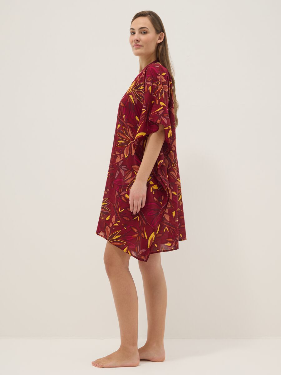 Copricostume in puro cotone multicolor con motivo floreale_1