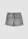 Girls' grey cotton denim shorts, regular fit_1
