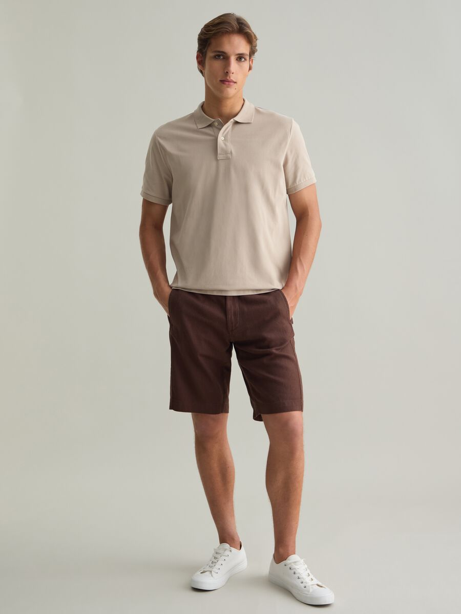 Polo da uomo in puro cotone Supima beige regular fit_1