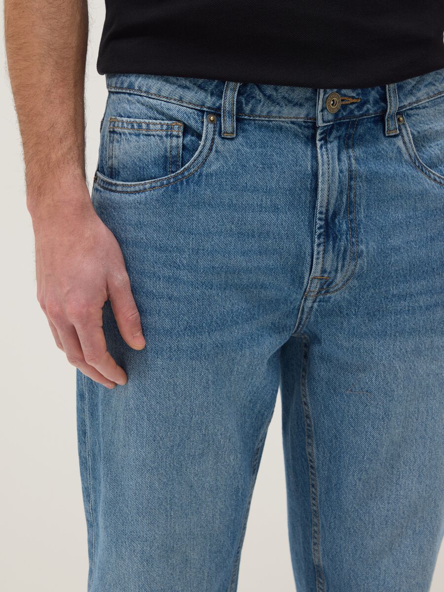 Pure Cotton Blue Denim Regular Fit Jeans_3