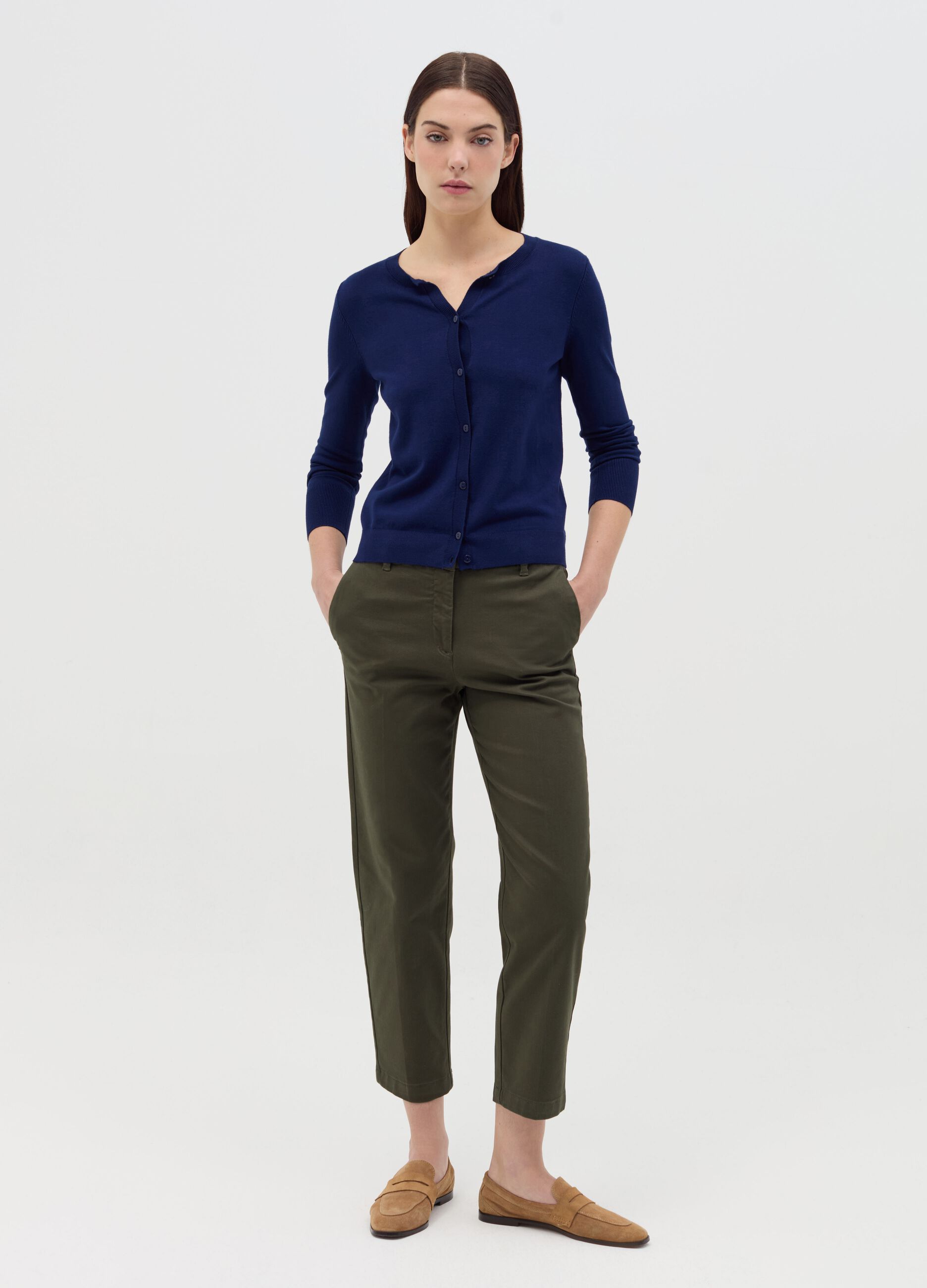 Cardigan with round neckline
