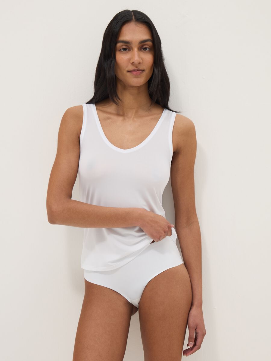 Canotta bianca deep V regular fit_0