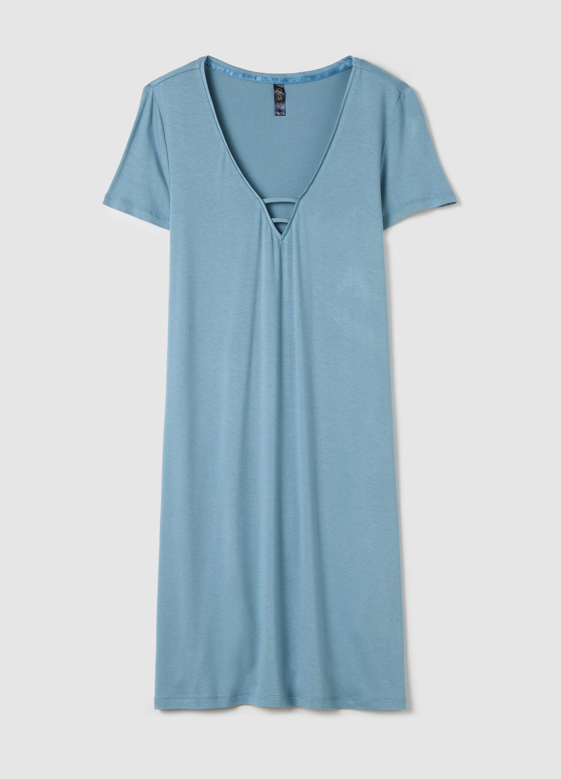 Camicia da notte in viscosa stretch azzurra