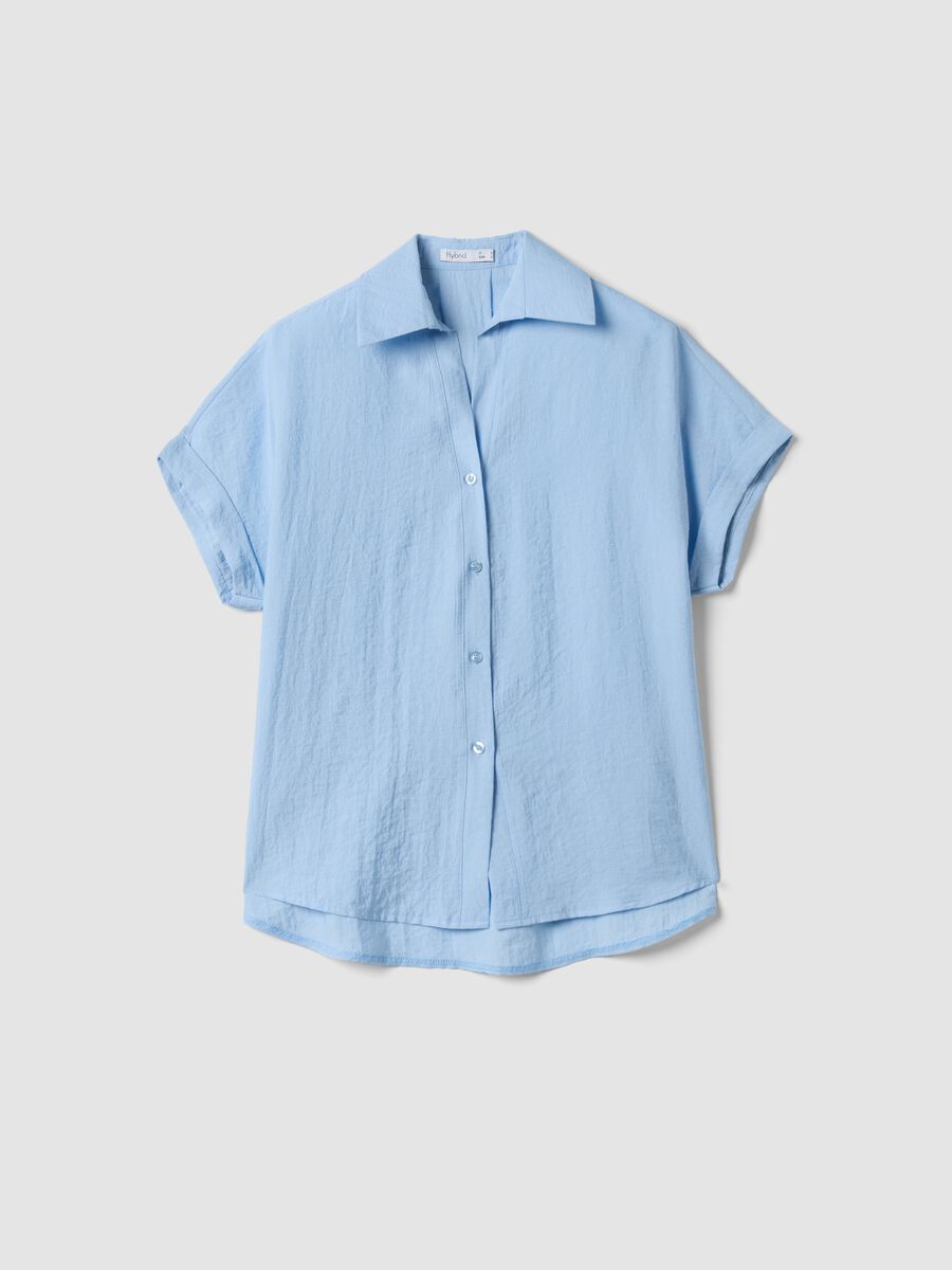Camicia azzurra in misto viscosa_0