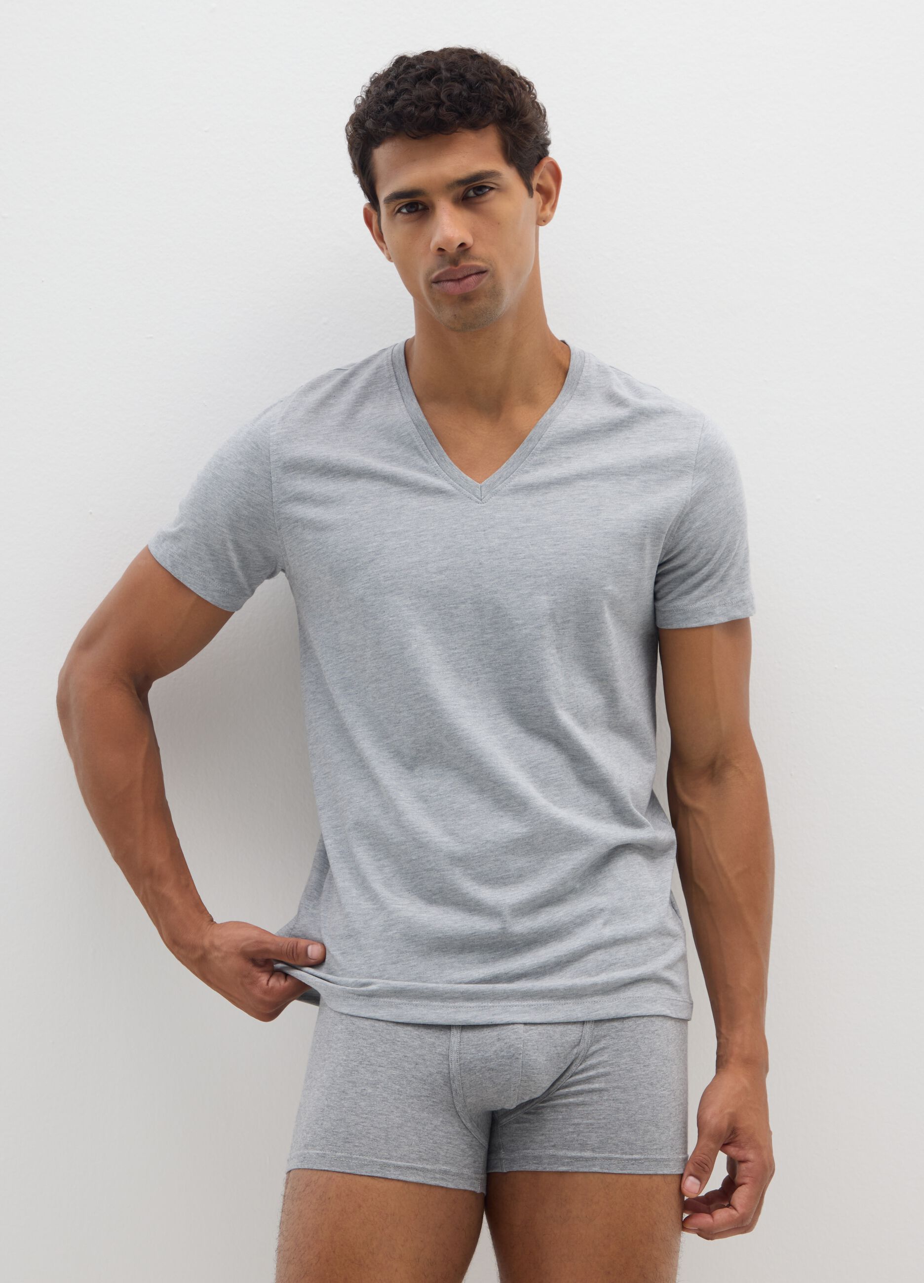 Twin pack of grey stretch cotton boxers