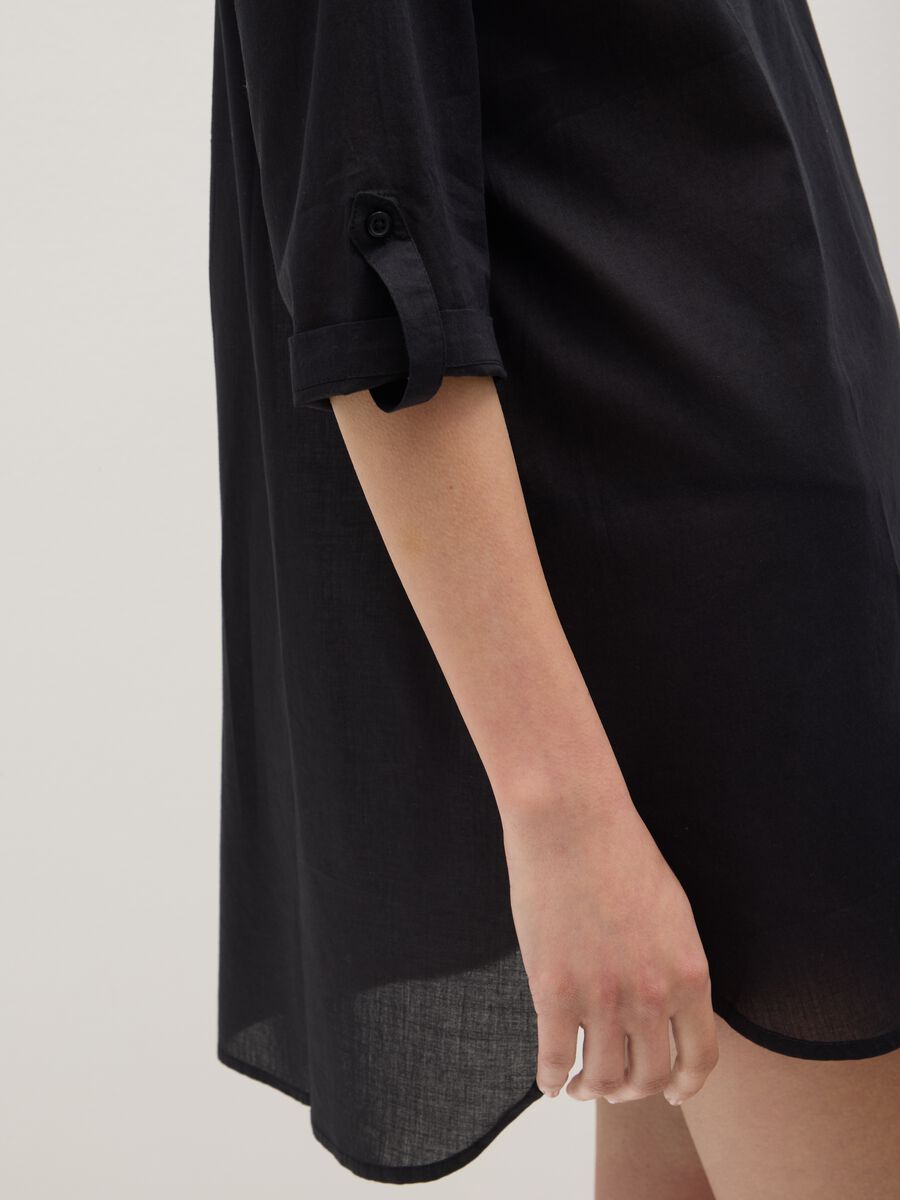 Women's black beach cover-up in 100% cotton with regular fit_2