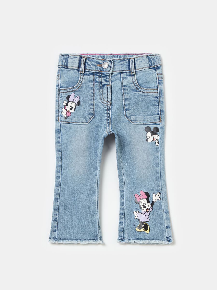 Jeans con stampa Minnie e Topolino_0