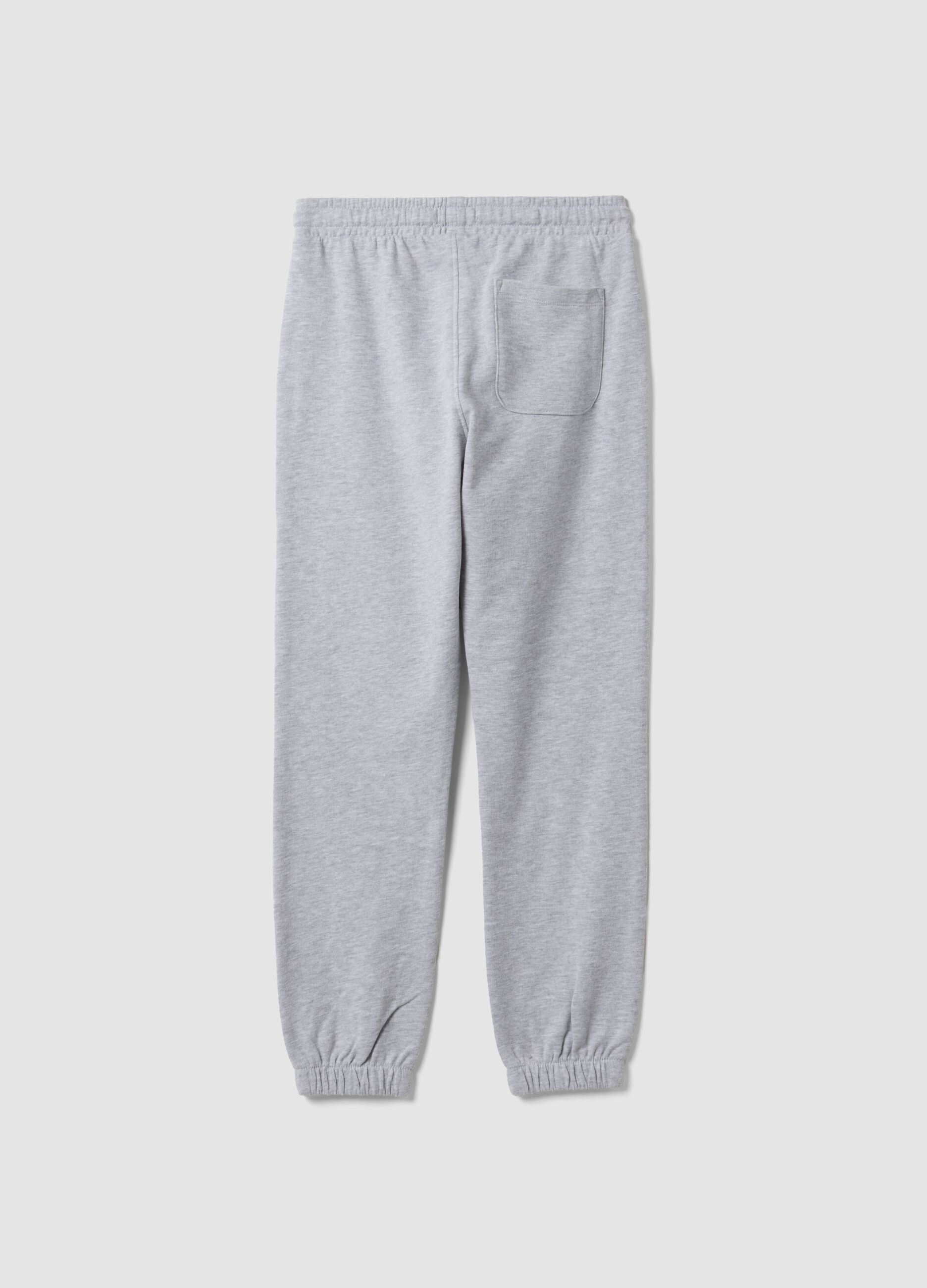 Grey joggers in pure organic cotton with drawstring for boys