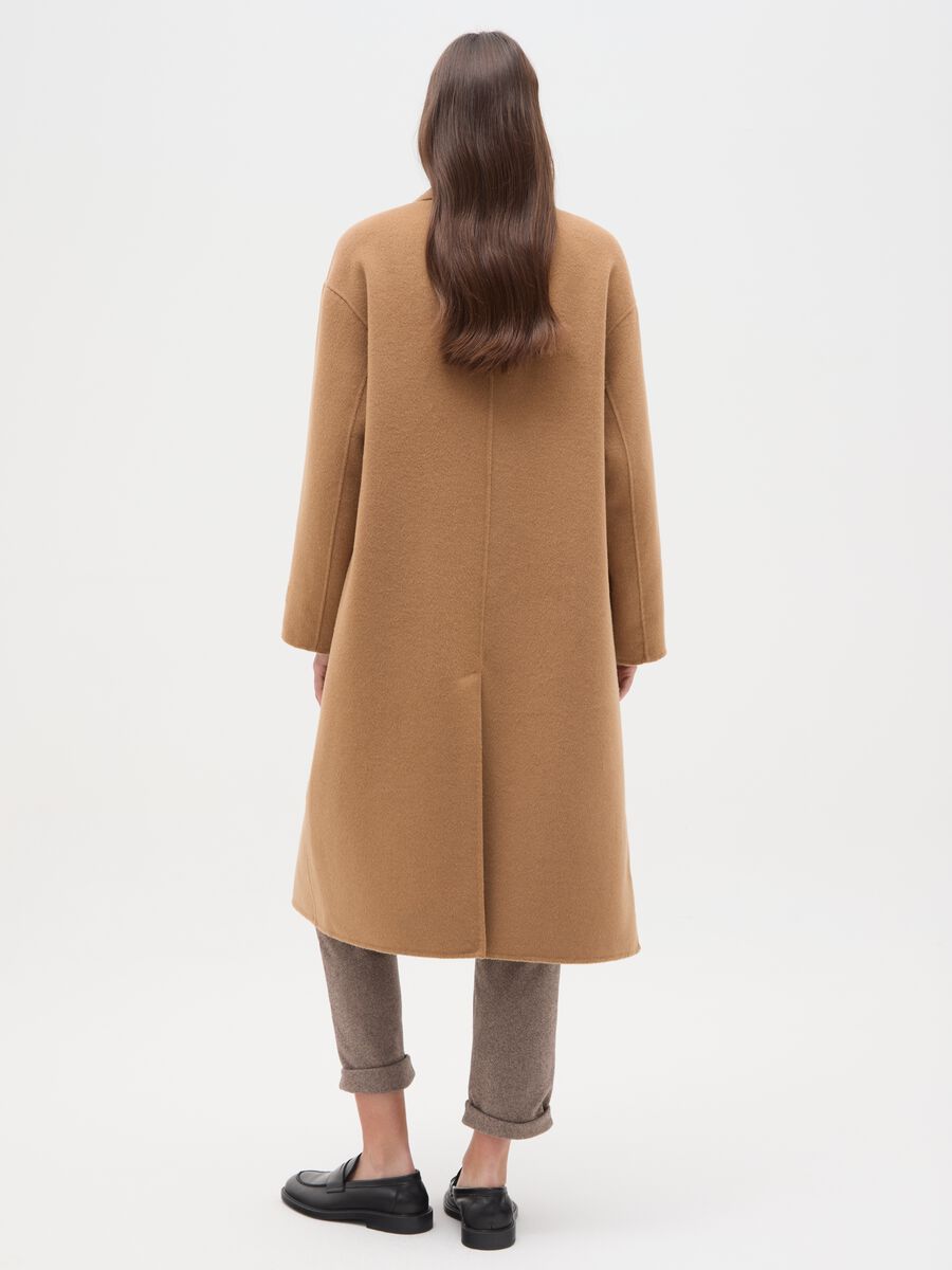 Cappotto lungo marrone in misto lana e cashmere regular fit_2