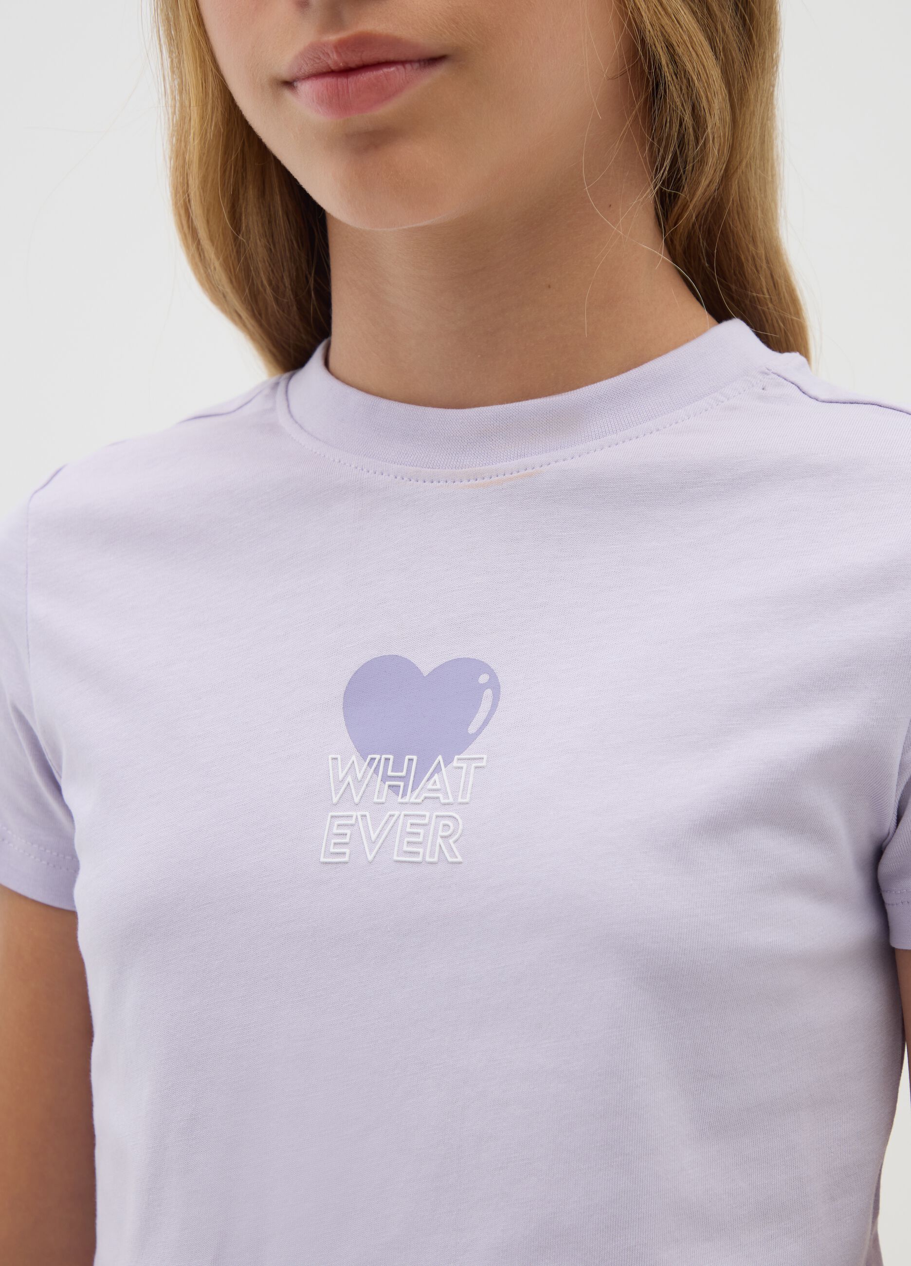 Purple girl's pure cotton T-shirt regular fit