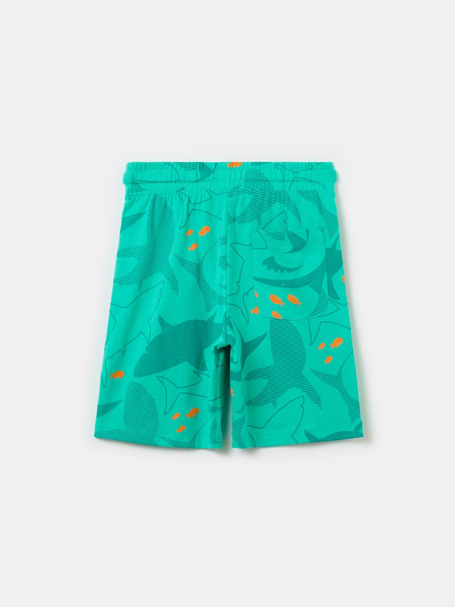 Bermuda joggers with sharks print_1