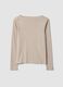Beige pure cotton crew-neck T-shirt_4