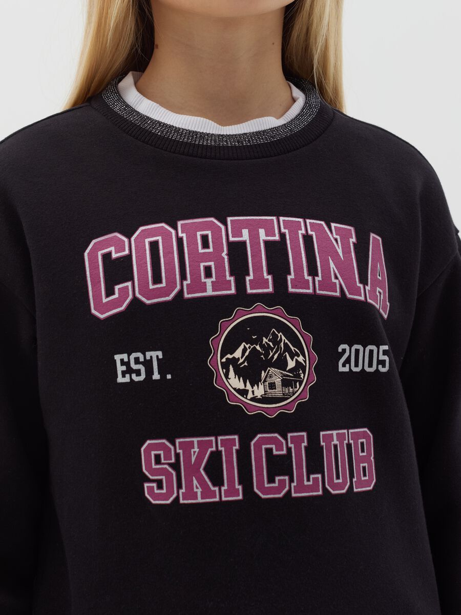 Cropped sweatshirt with "Cortina Sky Club" print_1