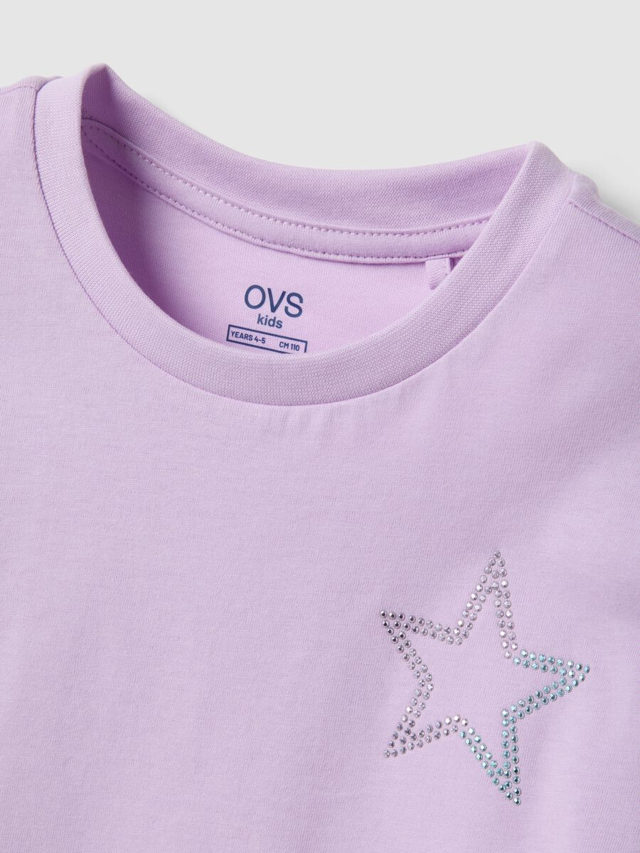 T-shirt in puro cotone viola da bambina boxy fit con stella_3