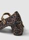 Brown animal print ballet flats with strap for girls_1