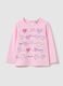 Pink pure cotton girl's jumper with hearts_0