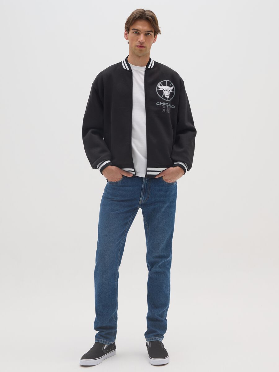 Black cotton blend bomber jacket of the Chicago Bulls_1