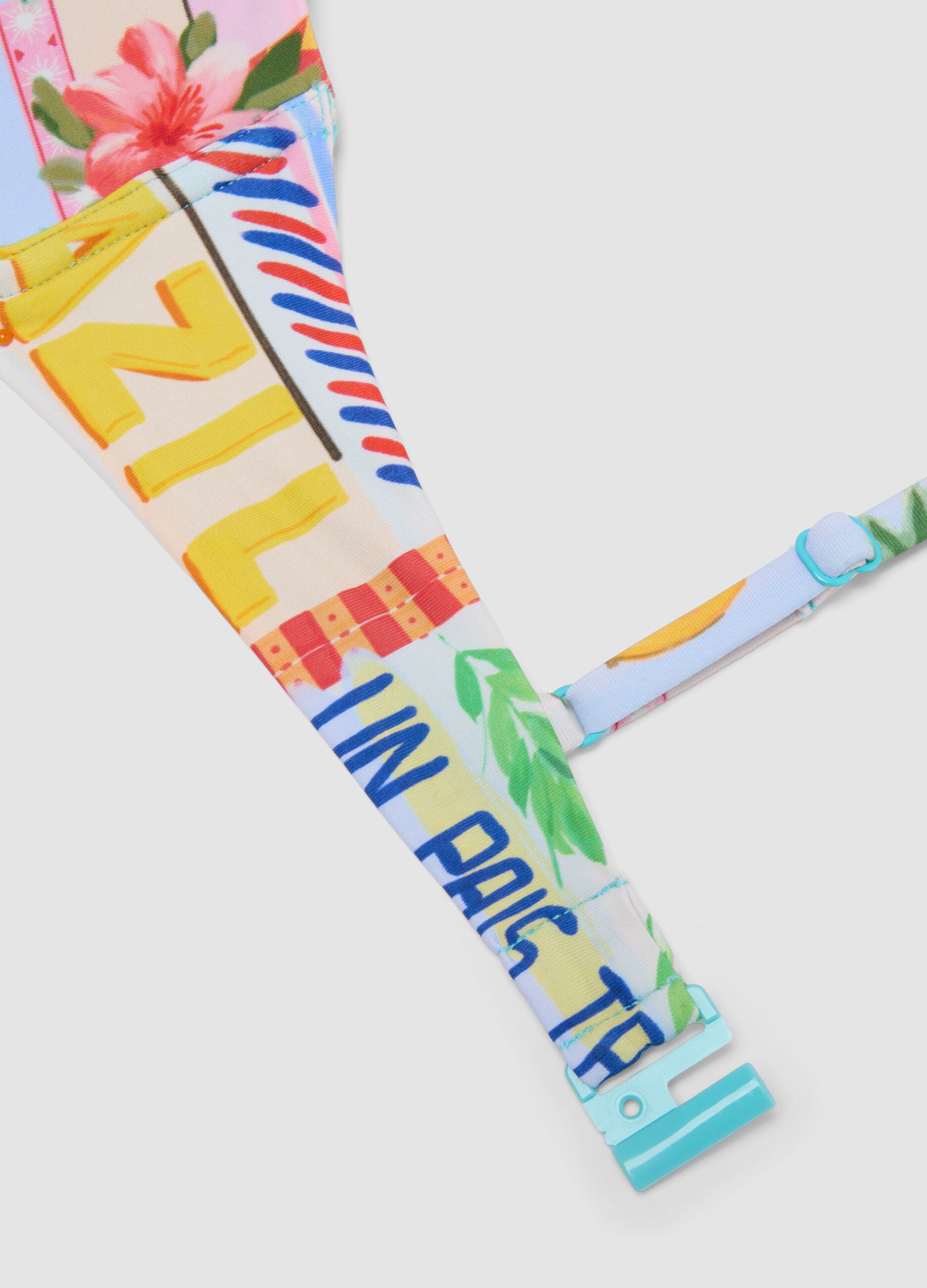 Top bikini multicolor in tessuto elasticizzato