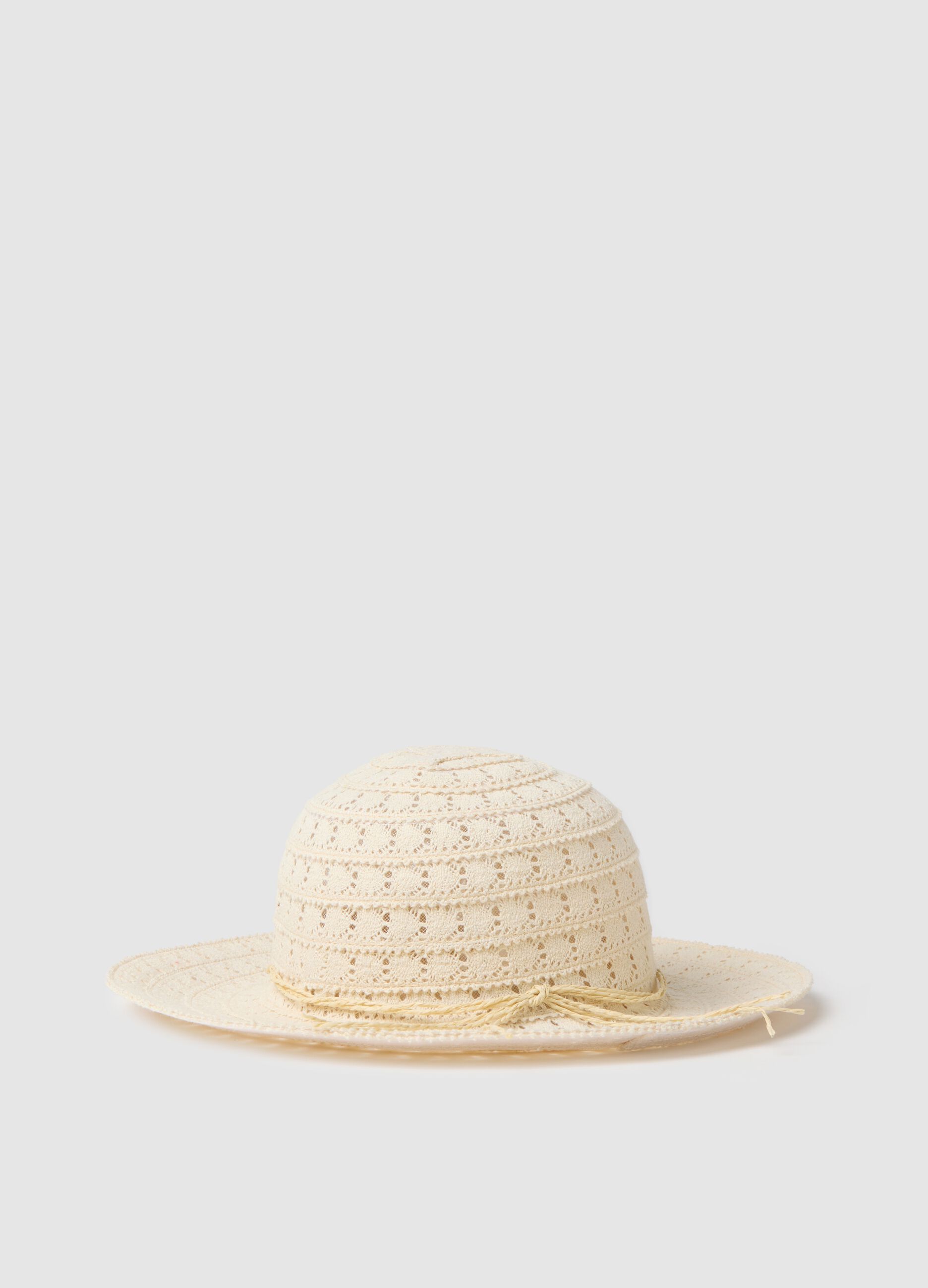 Women's beige cotton blend hat with relaxed brim