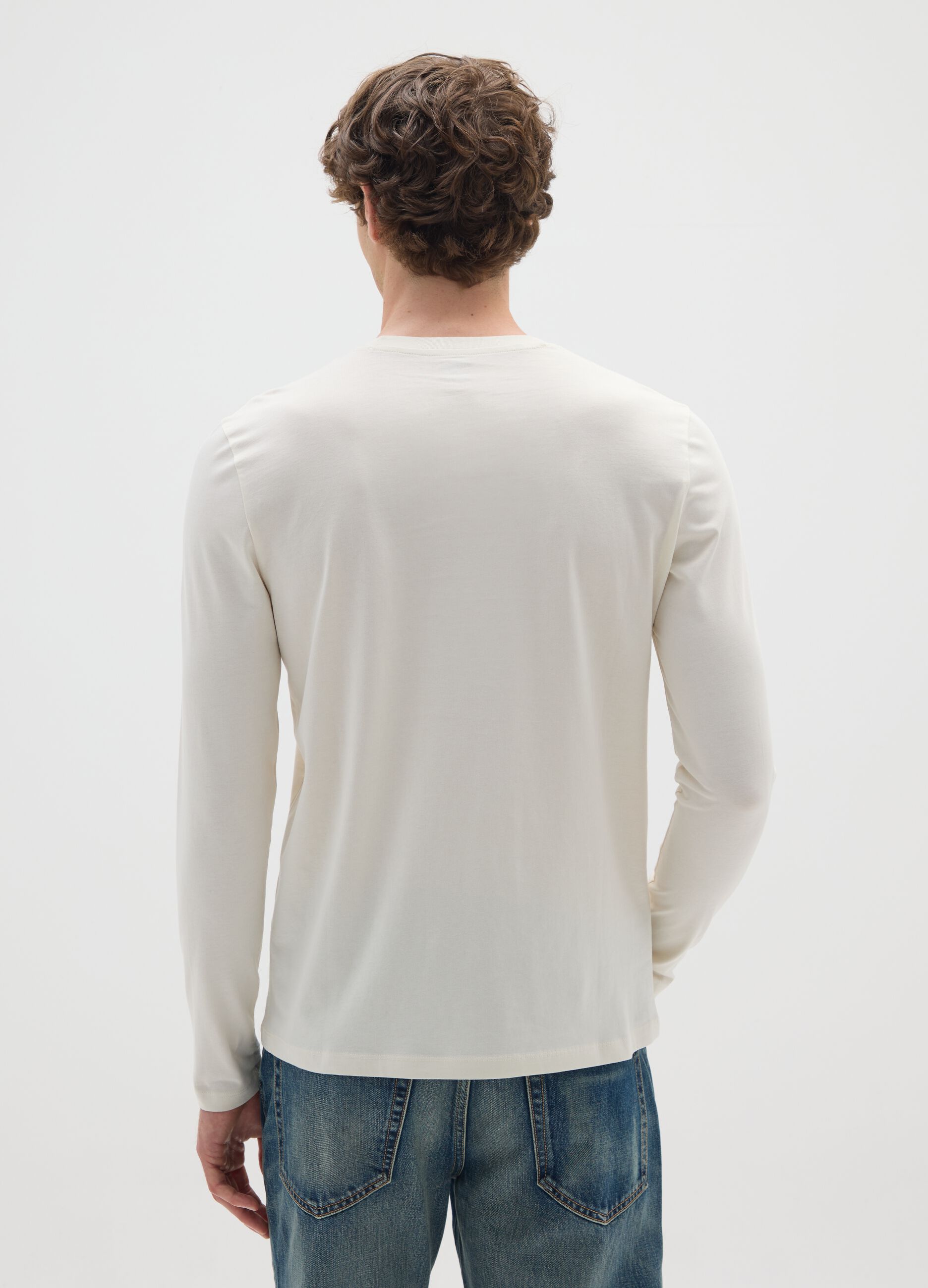 Beige pure cotton regular fit jumper