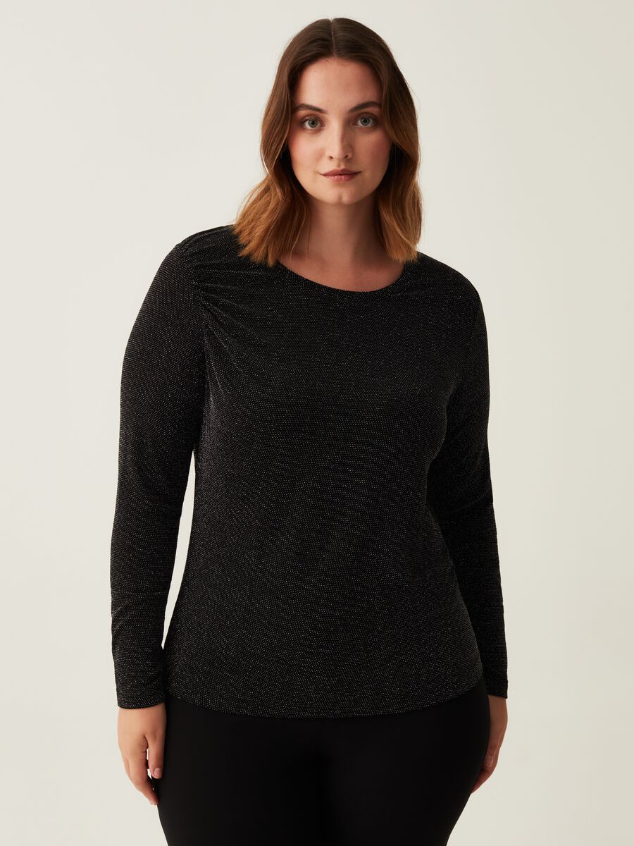 T-shirt a maniche lunghe in lurex Curvy_0
