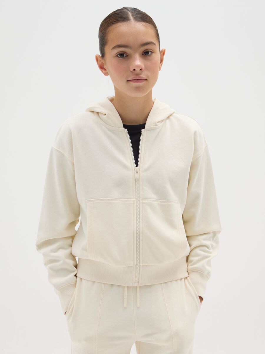 Felpa da ragazza in puro cotone beige regular fit_0
