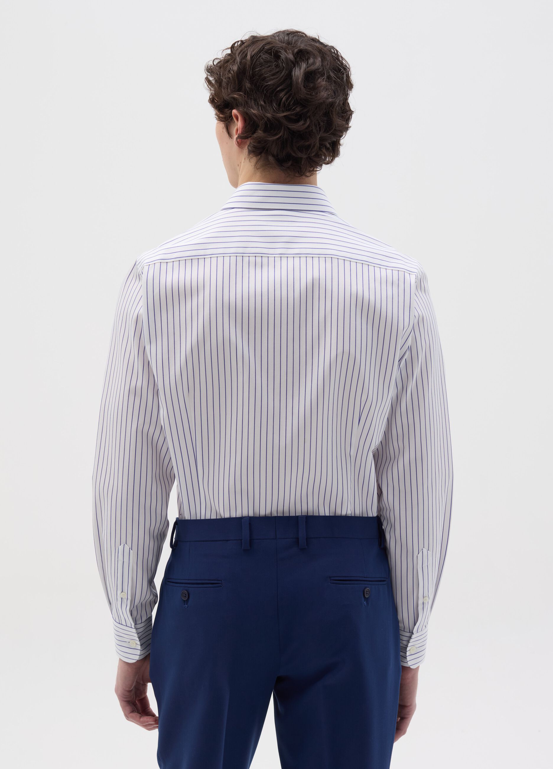 Camicia slim fit no iron a righe
