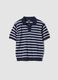 Blue striped pure cotton polo shirt_0