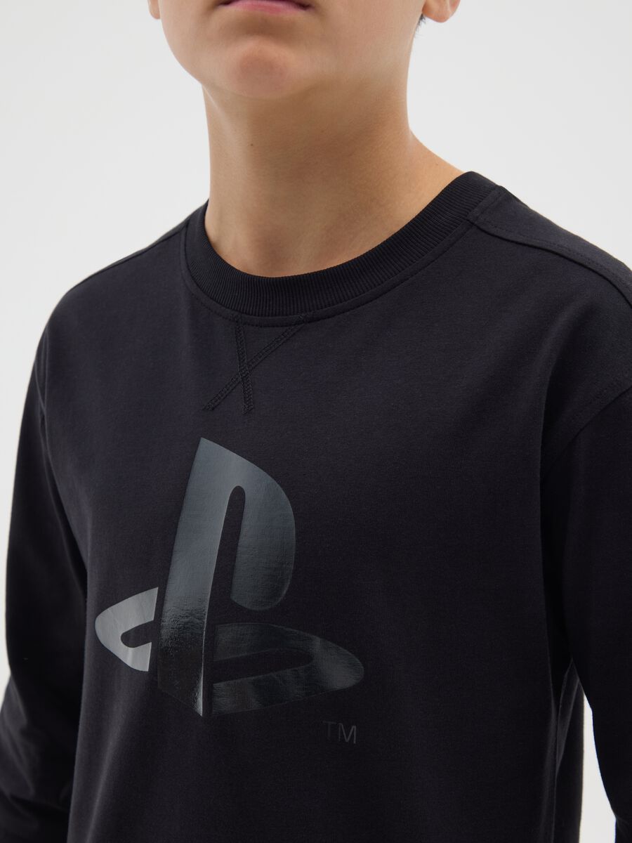 Boy's oversize fit pure cotton black sweater with round neckline_2