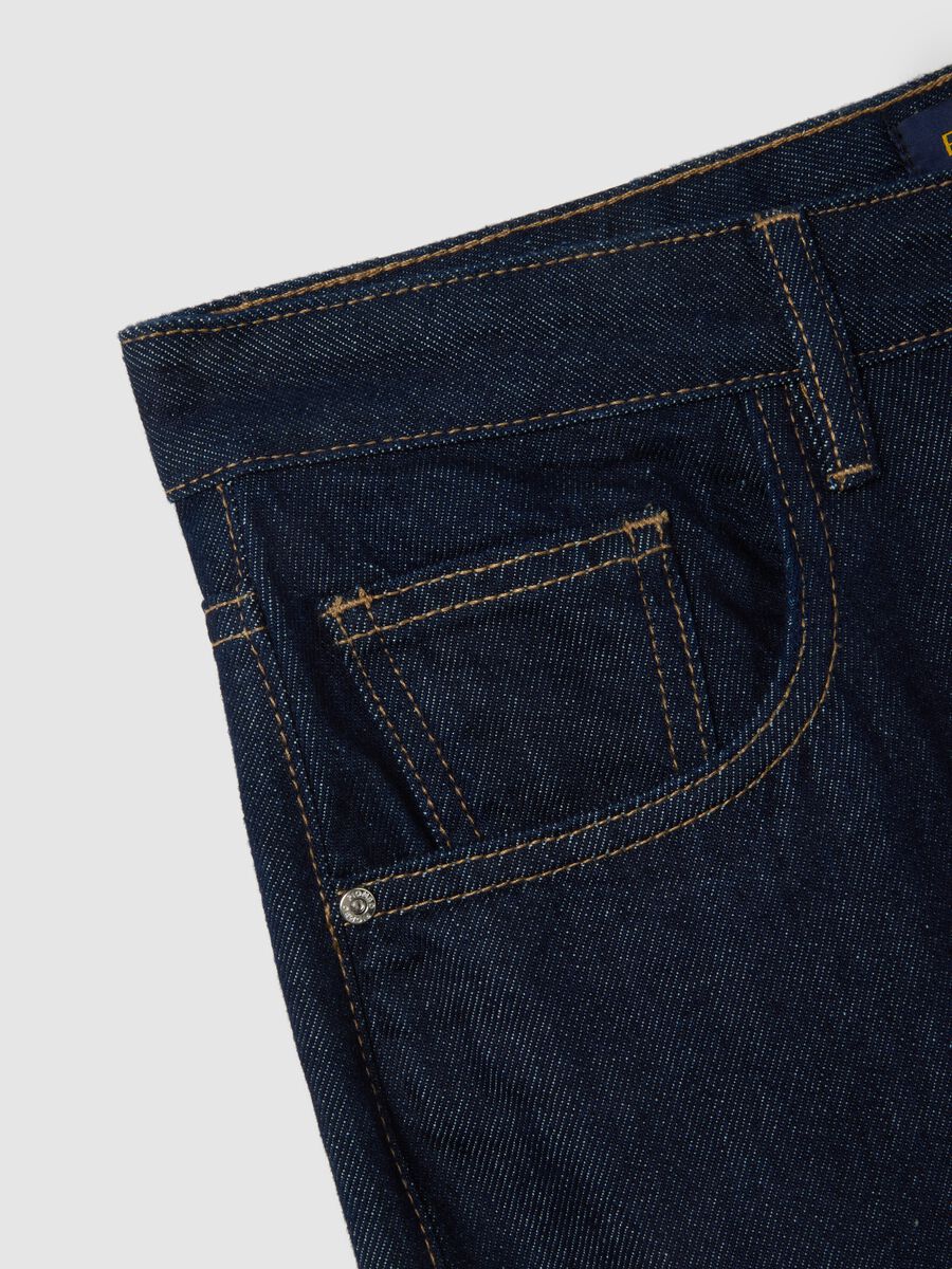 Regular fit blue denim pure cotton trousers_5