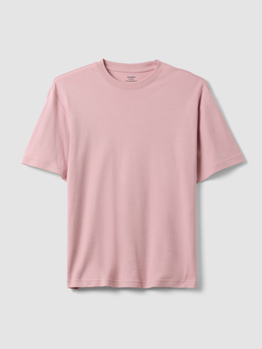 T-shirt a maniche corte in puro cotone rosa relaxed fit_4