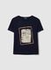 Blue short-sleeve pure cotton printed T-shirt, regular fit_4